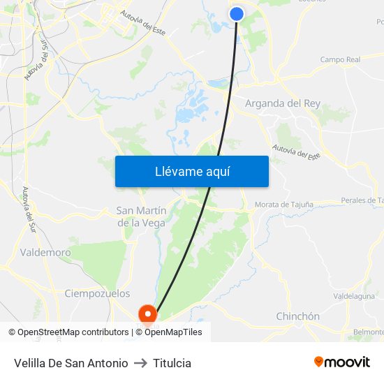 Velilla De San Antonio to Titulcia map