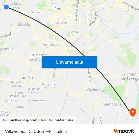 Villaviciosa De Odón to Titulcia map