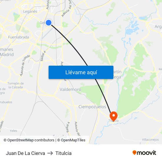 Juan De La Cierva to Titulcia map