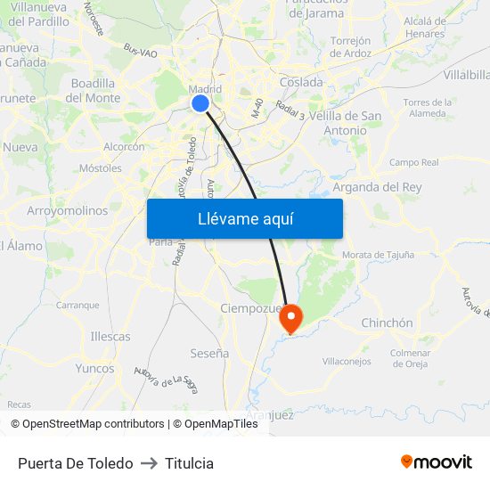 Puerta De Toledo to Titulcia map