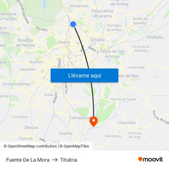 Fuente De La Mora to Titulcia map