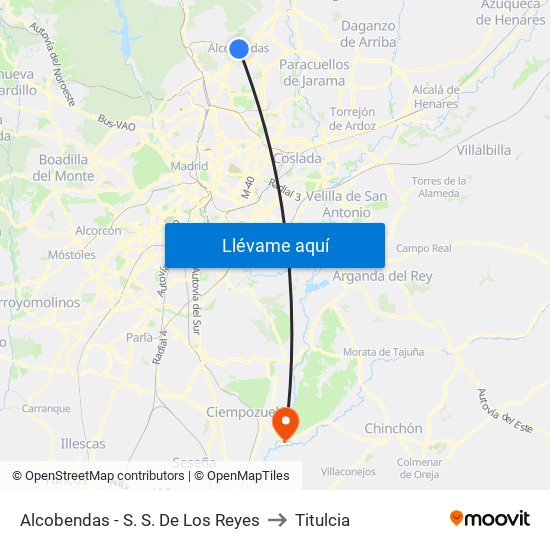 Alcobendas - S. S. De Los Reyes to Titulcia map