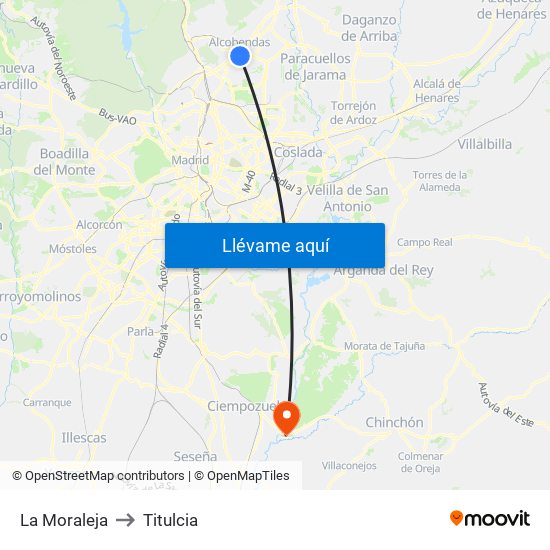 La Moraleja to Titulcia map