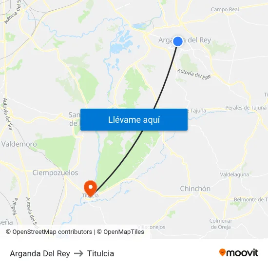 Arganda Del Rey to Titulcia map