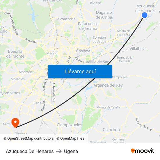 Azuqueca De Henares to Ugena map