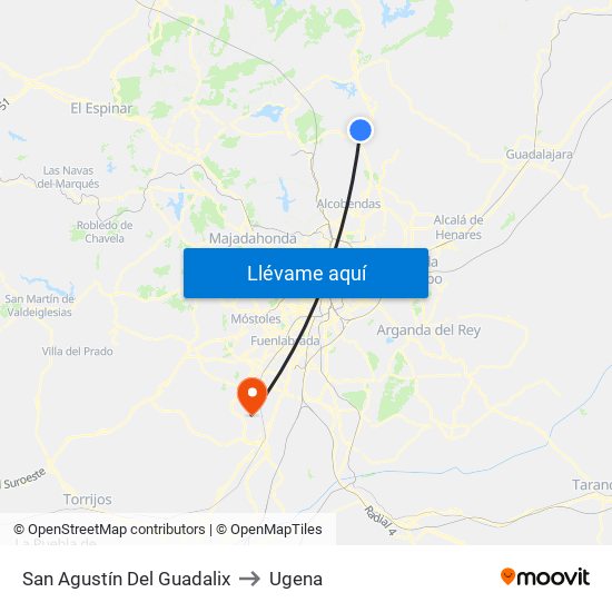 San Agustín Del Guadalix to Ugena map
