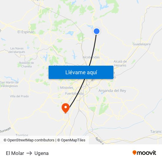 El Molar to Ugena map