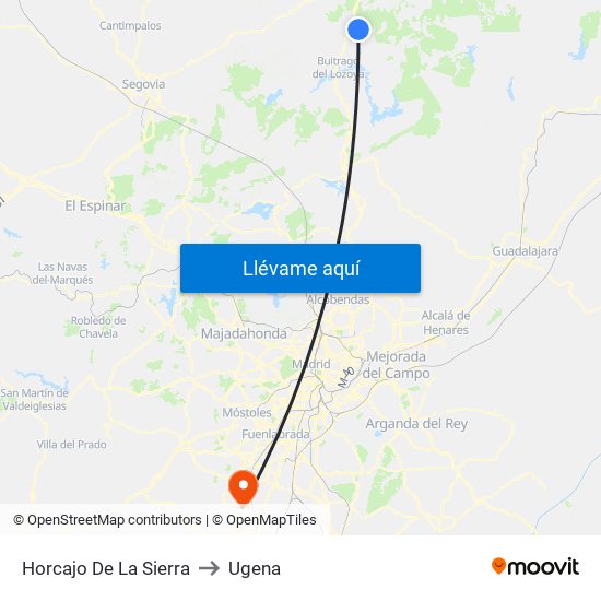 Horcajo De La Sierra to Ugena map