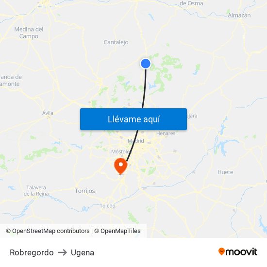 Robregordo to Ugena map