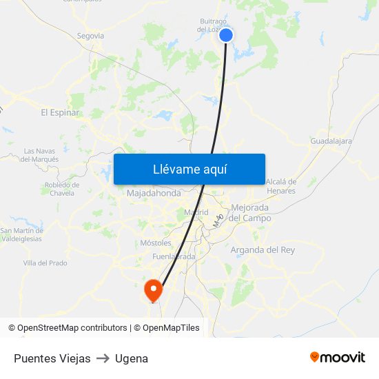 Puentes Viejas to Ugena map