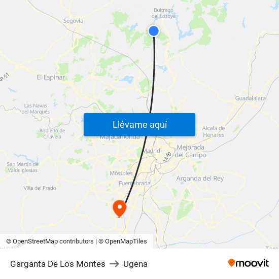 Garganta De Los Montes to Ugena map