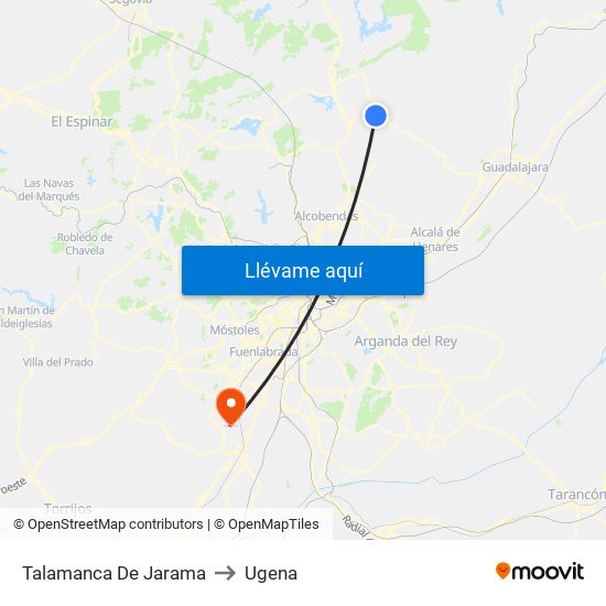Talamanca De Jarama to Ugena map