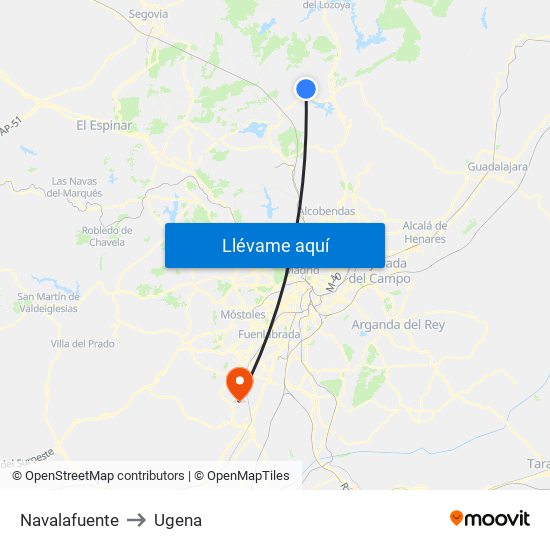 Navalafuente to Ugena map
