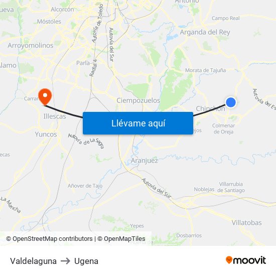 Valdelaguna to Ugena map