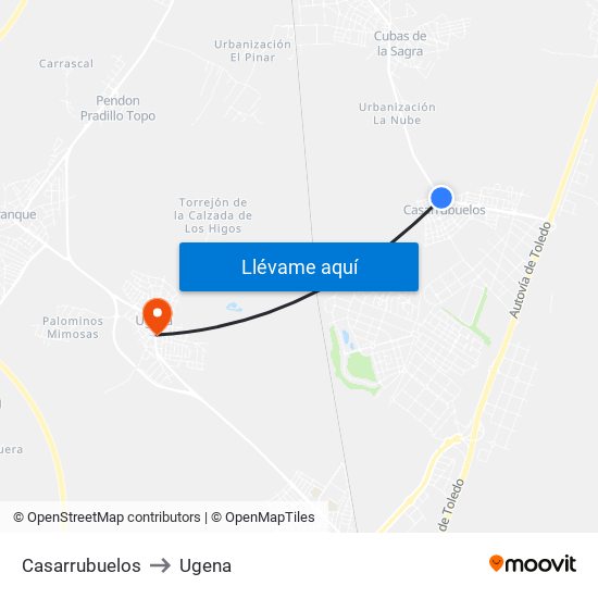 Casarrubuelos to Ugena map