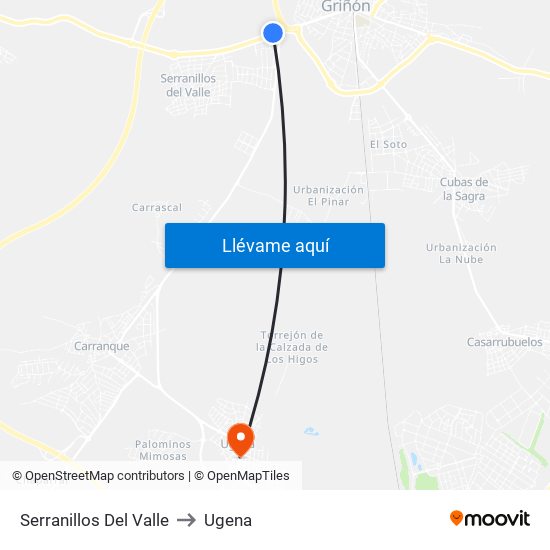 Serranillos Del Valle to Ugena map