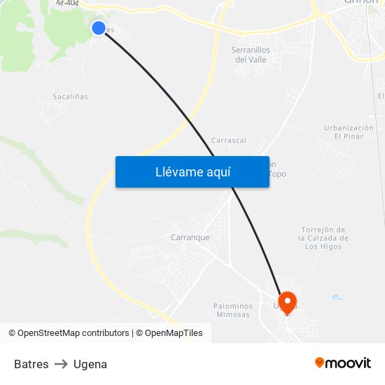 Batres to Ugena map