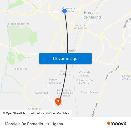 Moraleja De Enmedio to Ugena map