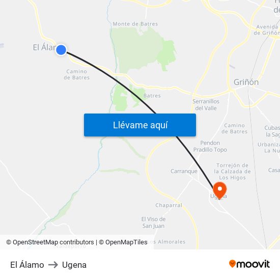 El Álamo to Ugena map