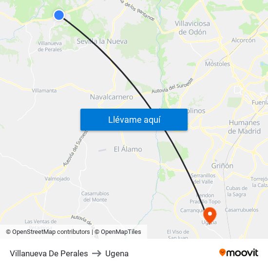 Villanueva De Perales to Ugena map