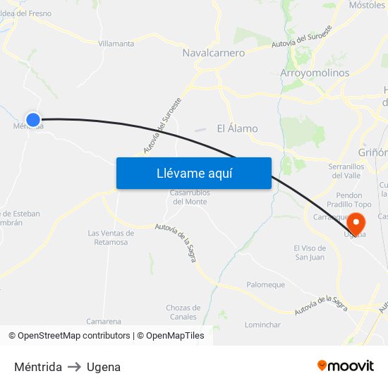Méntrida to Ugena map