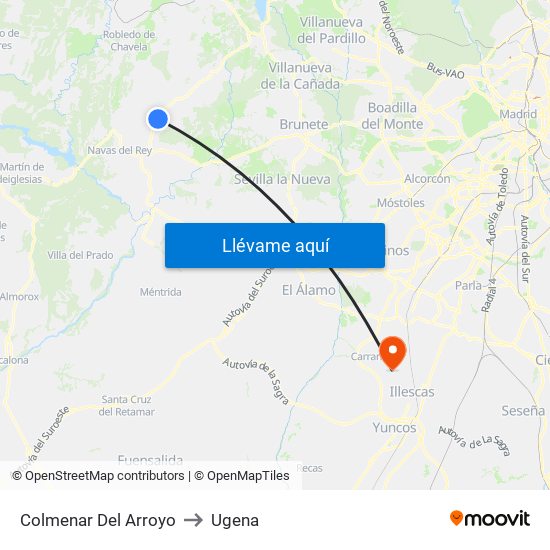 Colmenar Del Arroyo to Ugena map