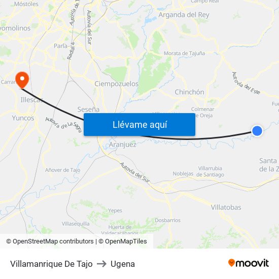 Villamanrique De Tajo to Ugena map
