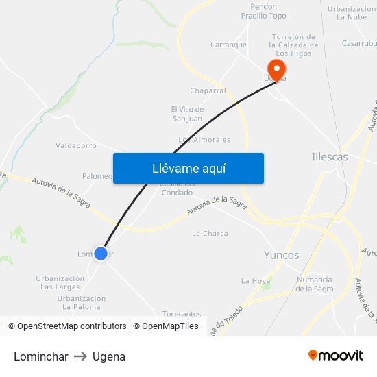 Lominchar to Ugena map