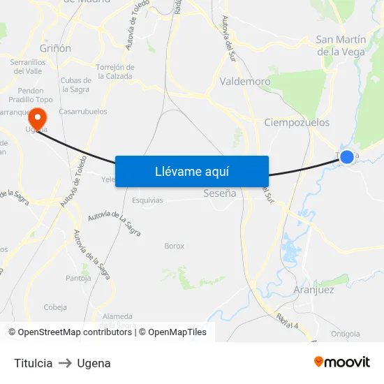 Titulcia to Ugena map