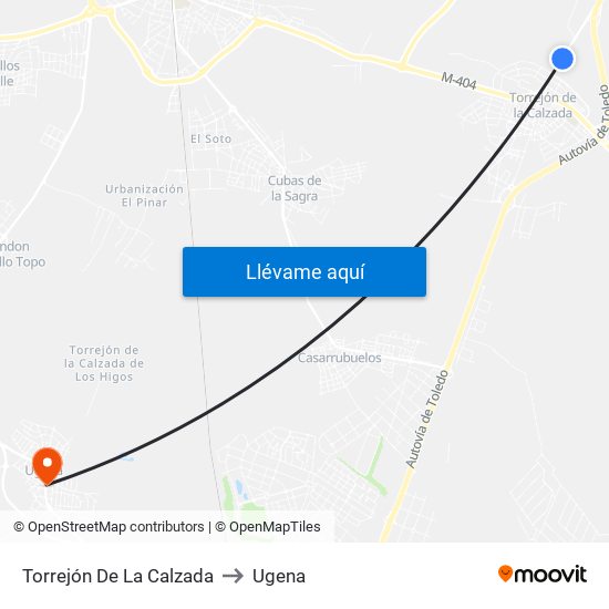 Torrejón De La Calzada to Ugena map