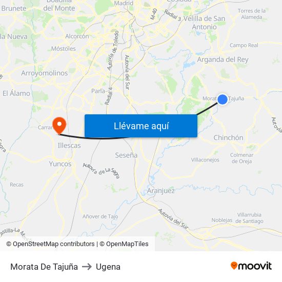 Morata De Tajuña to Ugena map