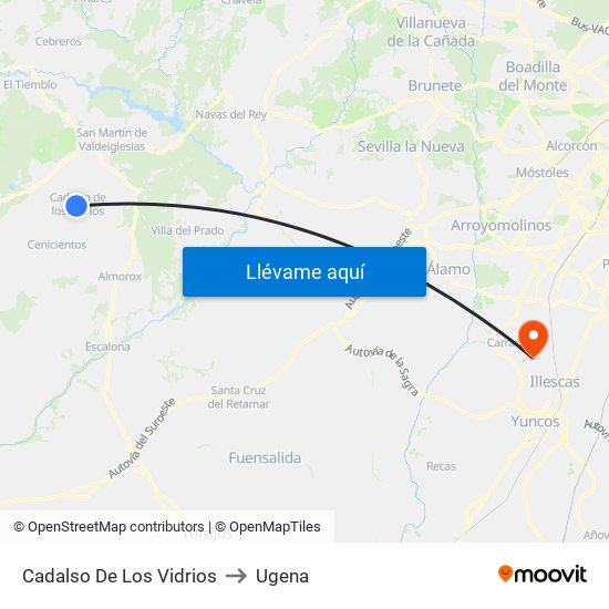 Cadalso De Los Vidrios to Ugena map