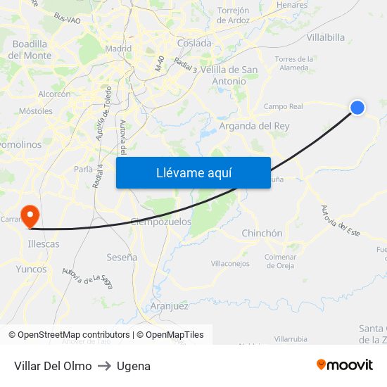 Villar Del Olmo to Ugena map