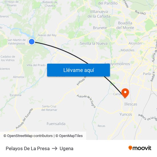 Pelayos De La Presa to Ugena map