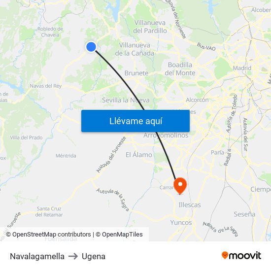 Navalagamella to Ugena map