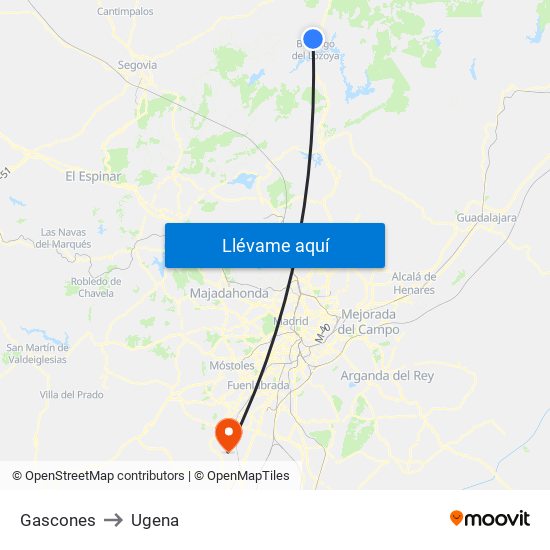 Gascones to Ugena map