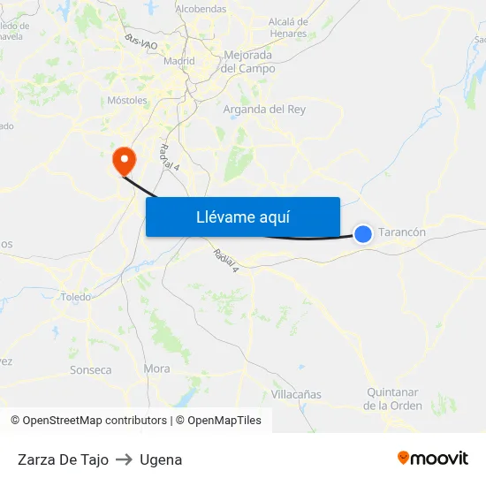 Zarza De Tajo to Ugena map