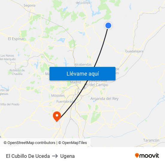 El Cubillo De Uceda to Ugena map