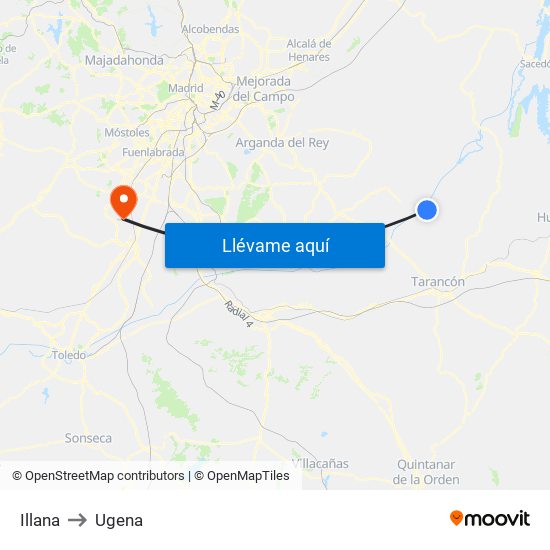 Illana to Ugena map