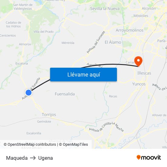 Maqueda to Ugena map