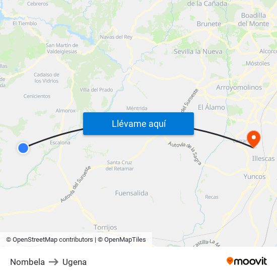 Nombela to Ugena map