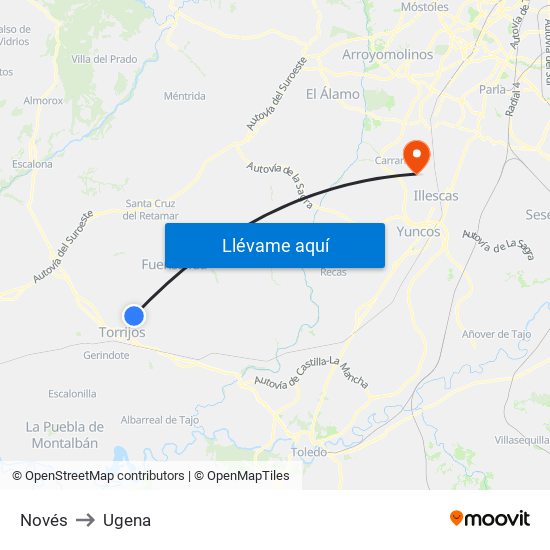 Novés to Ugena map