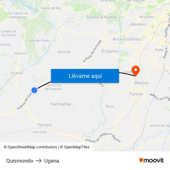 Quismondo to Ugena map