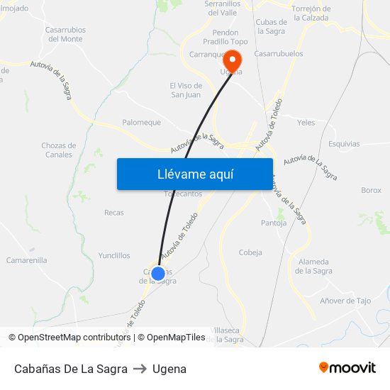 Cabañas De La Sagra to Ugena map