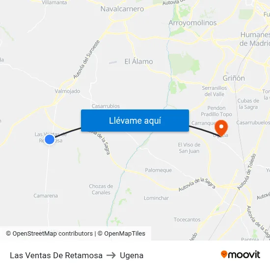 Las Ventas De Retamosa to Ugena map