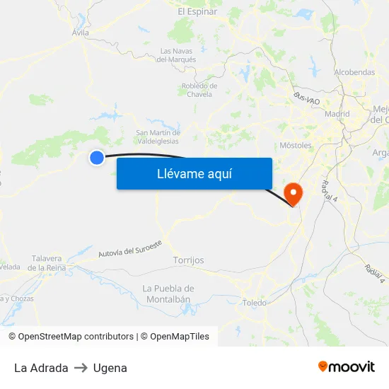 La Adrada to Ugena map