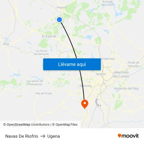 Navas De Riofrío to Ugena map