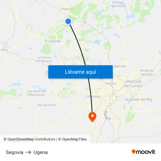 Segovia to Ugena map