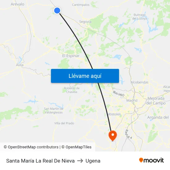 Santa María La Real De Nieva to Ugena map
