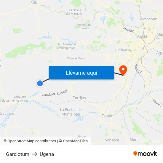 Garciotum to Ugena map
